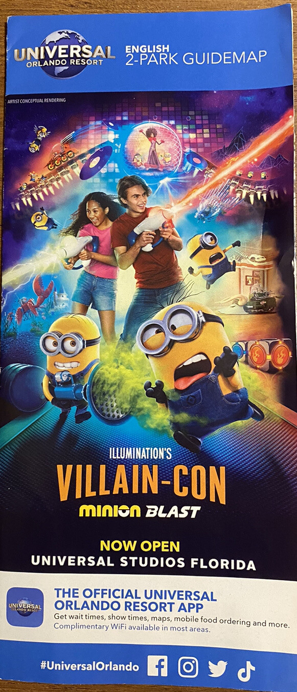 Universal Orlando resort 2 Park Guide Map New  Latest Printed- In Park Virtual