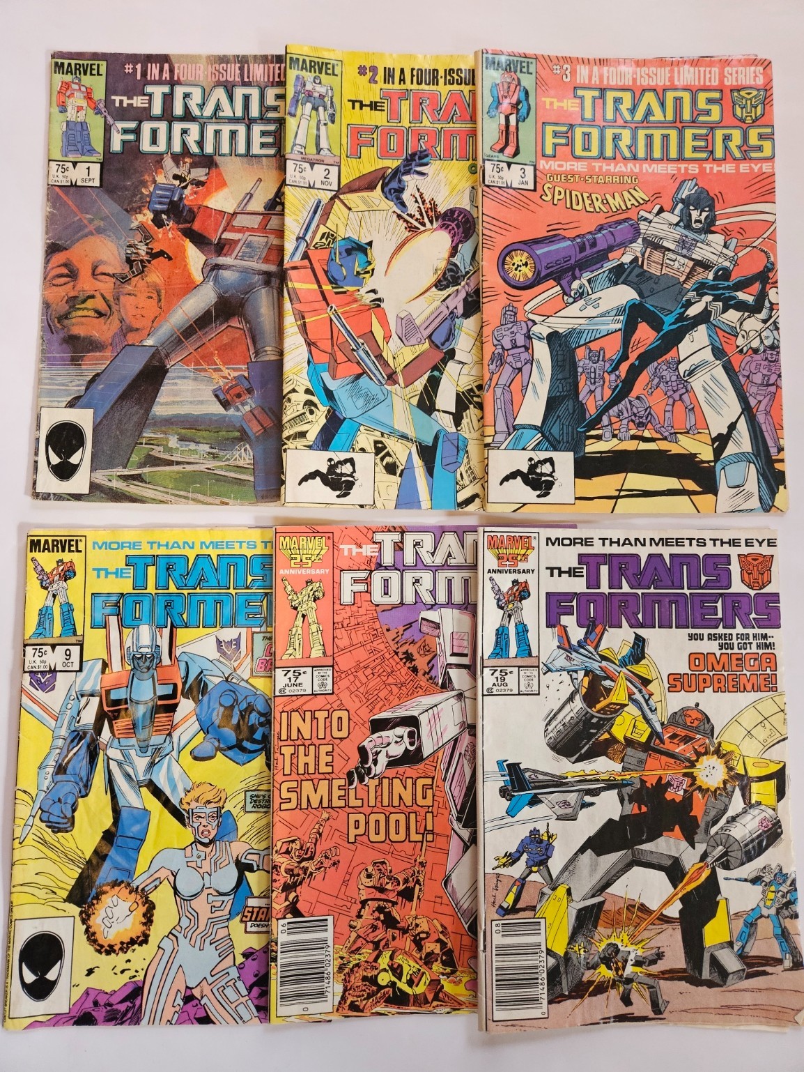 Transformers Marvel Comics Lot of 6 #1 #2 #3 #6 #9 #19 1984 Original Series