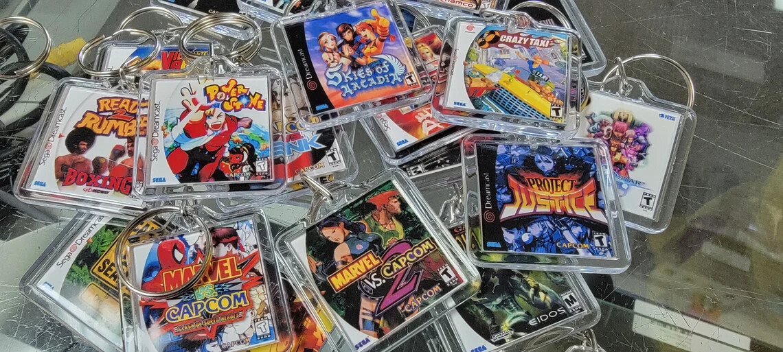 Sega Dreamcast Game Art Video Game Keychain | Chain | Pendent (Front & Back)