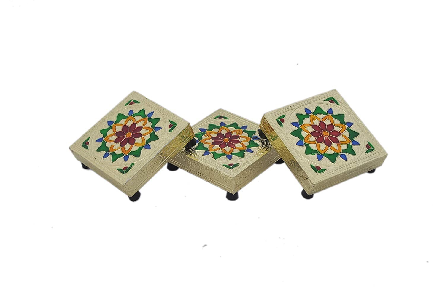 Religious Chowki for Puja 3 x 3 Inch Pack of 3 US