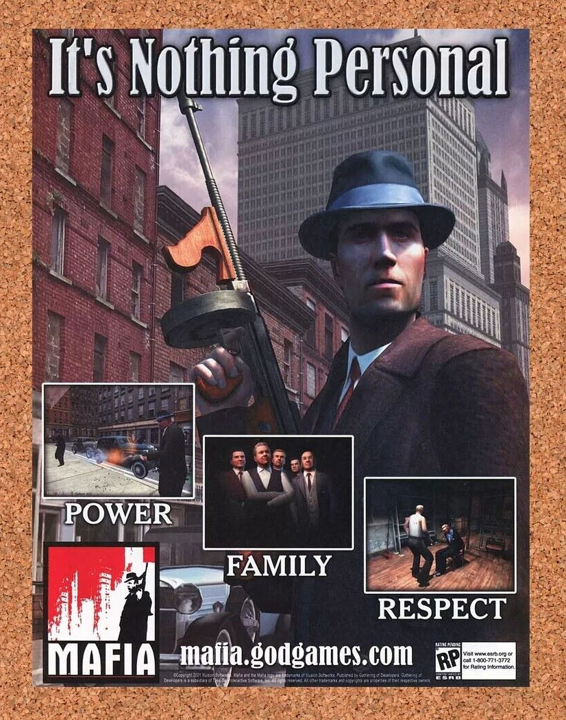 Mafia PC Original 2003 Ad Authentic Underworld Crime Video Game Promo v1