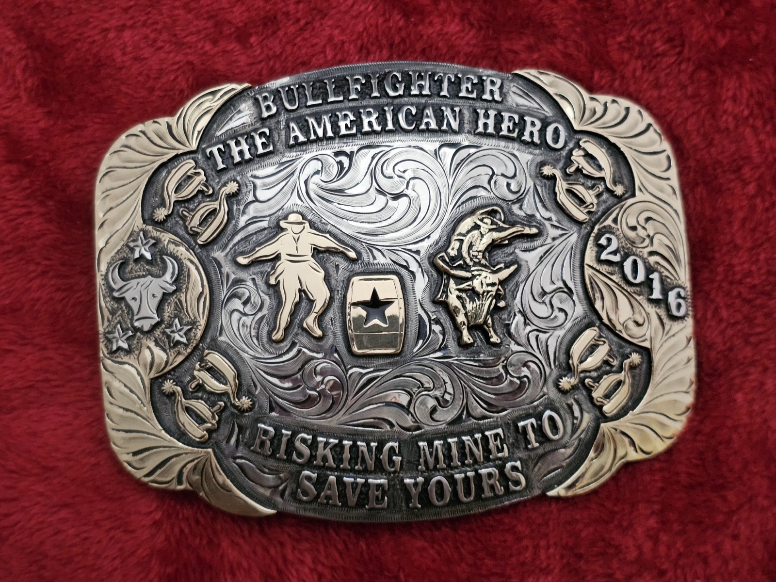 Bullfighting Superstar Rodeo Champion☆2016☆American Hero TROPHY BUCKLE☆☆103