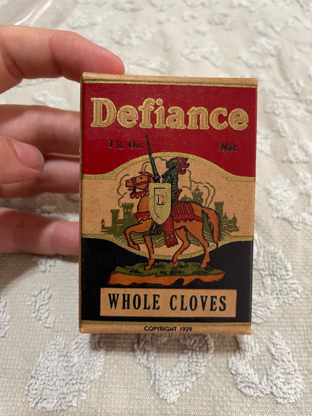 Vintage Defiance Whole Cloves Paper Spice Box, 1.5 Ounces