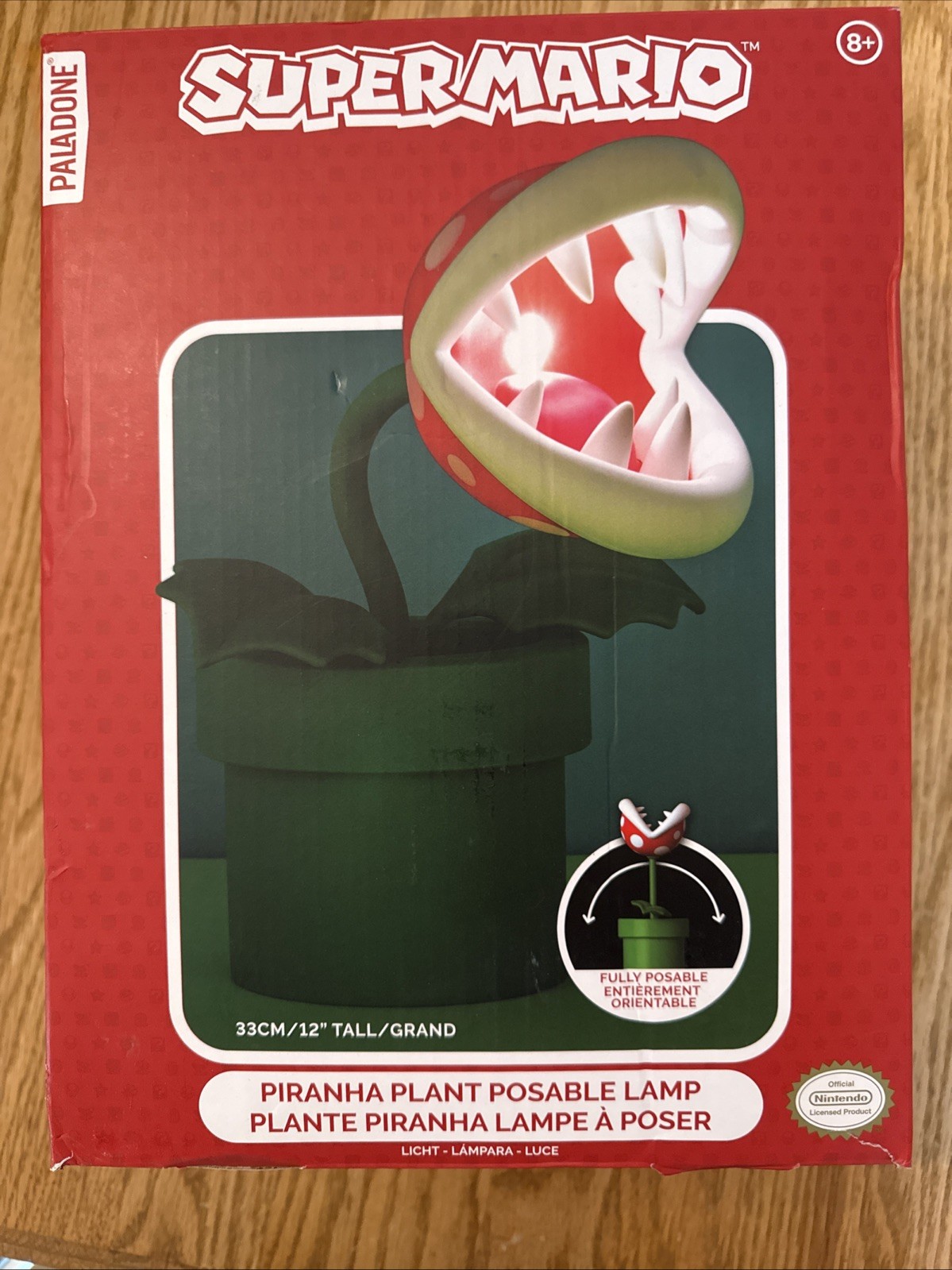 Super Mario Paladone LED Desk Lamp Piranha Plant Posable Light New