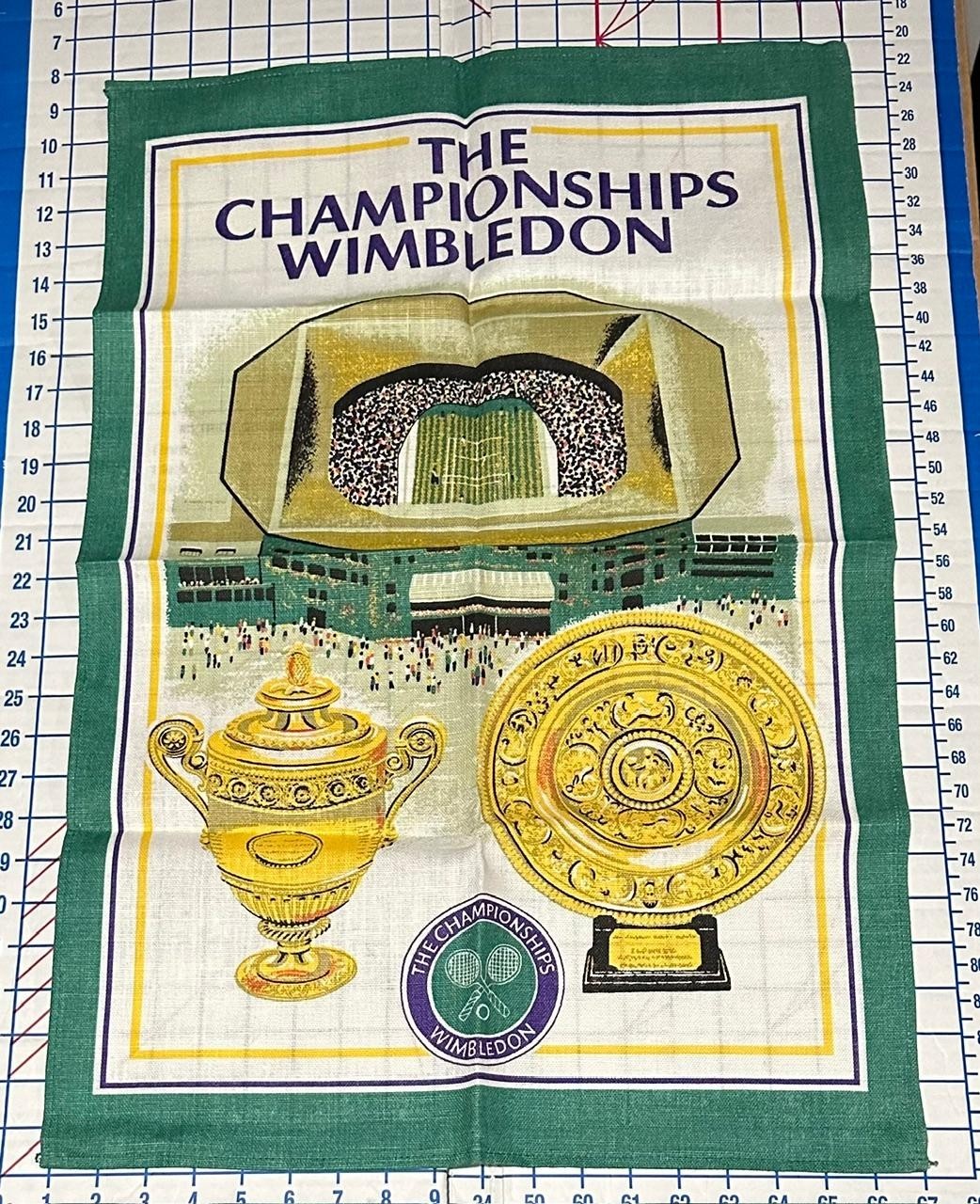 Vintage Ulscer Wimbledon Championship Tennis Souvenir Linen Ireland Tea Towel