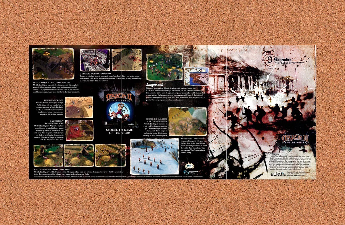 Myth II Soulblighter November PC Original 1998 2-Part Foldout Poster 10.5