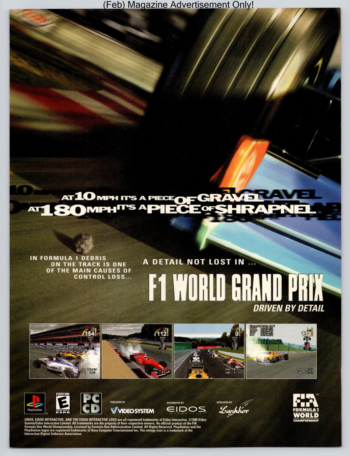 F1 World Grand Prix PlayStation PC Racing Eidos Formula 1  2000 Advertisement