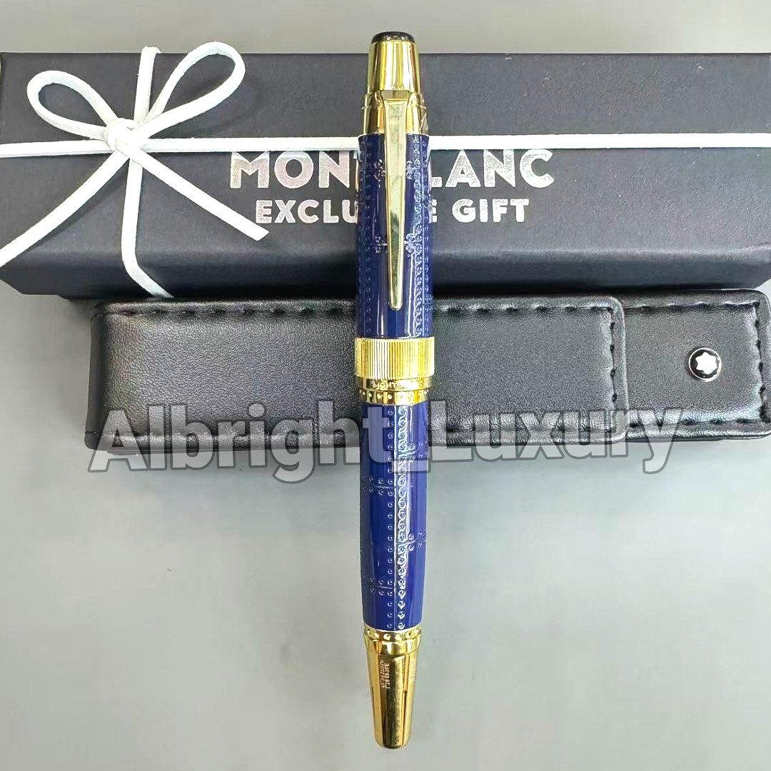 MONTBLANC Antoine de Saint-Exupéry Blue Gold Fountain Pen Engraved Luxury