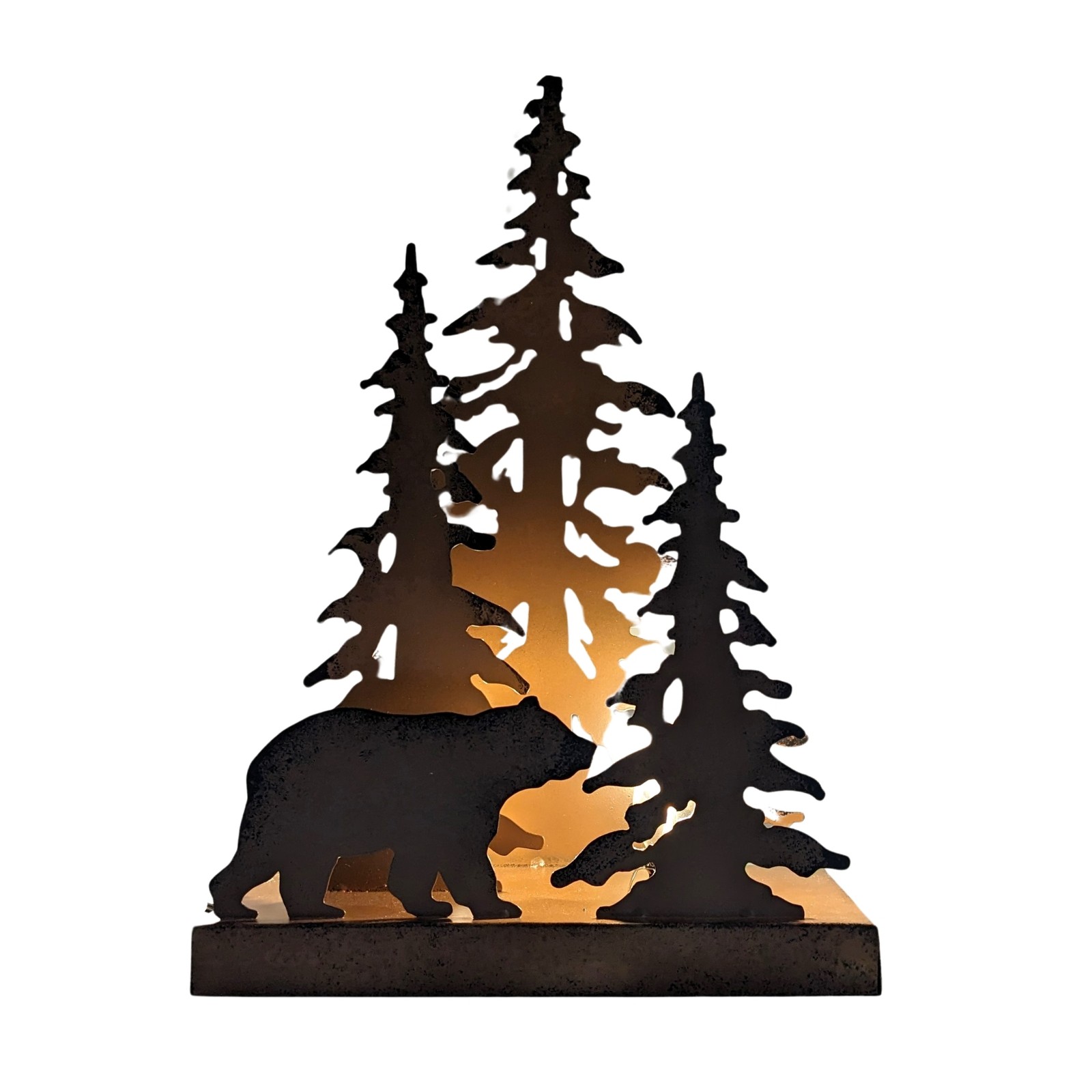 Rustic Bear Silhouette Table Lamp – Forest Night Light for Cabin & Lodge Décor