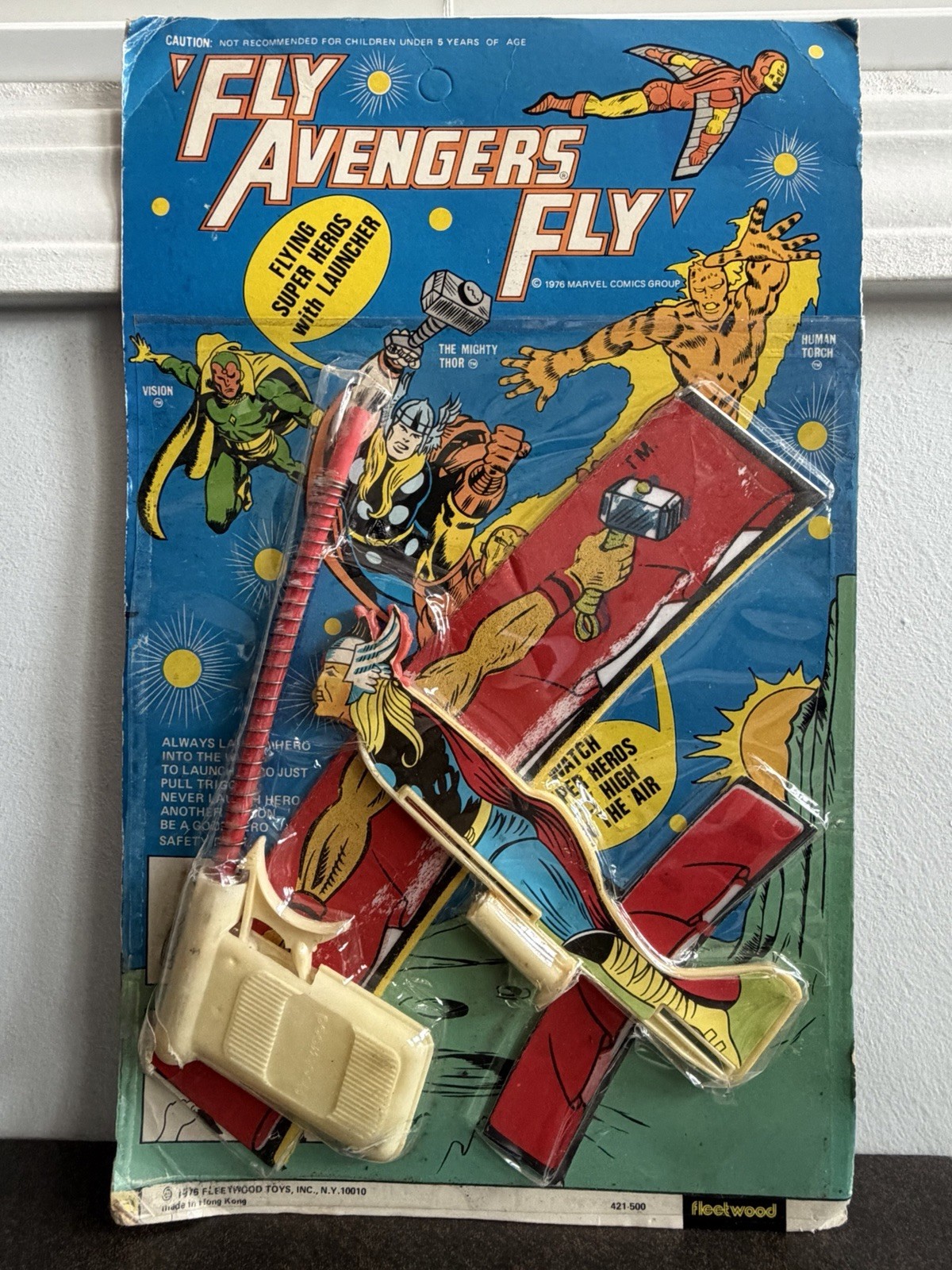 MIGHTY THOR FLY AVENGERS FLY FLYING SUPER HEROES TOY 1976 FLEETWOOD MARVEL VTG