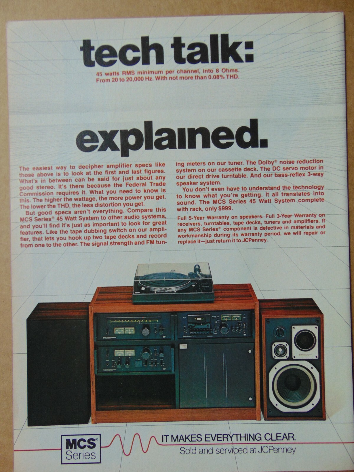 1979 MCS SERIES STEREO sold J C PENNY vintage art print ad