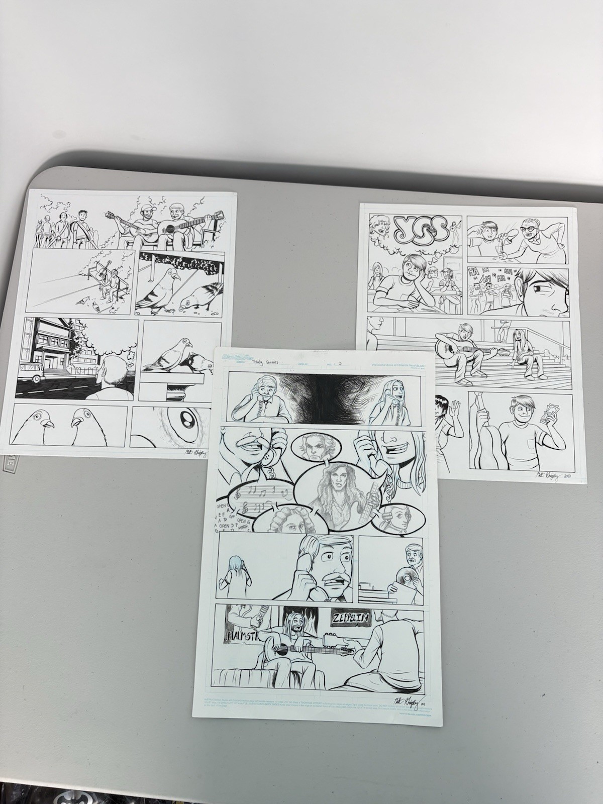 Matt Quigley Original Comic Art Lot 3 Pages Totally Guitars 2010 2011