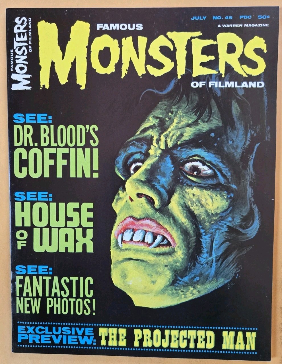 Famous Monsters Of Filmland #45 Cover Art By Ron Cobb House Of Wax 7/67