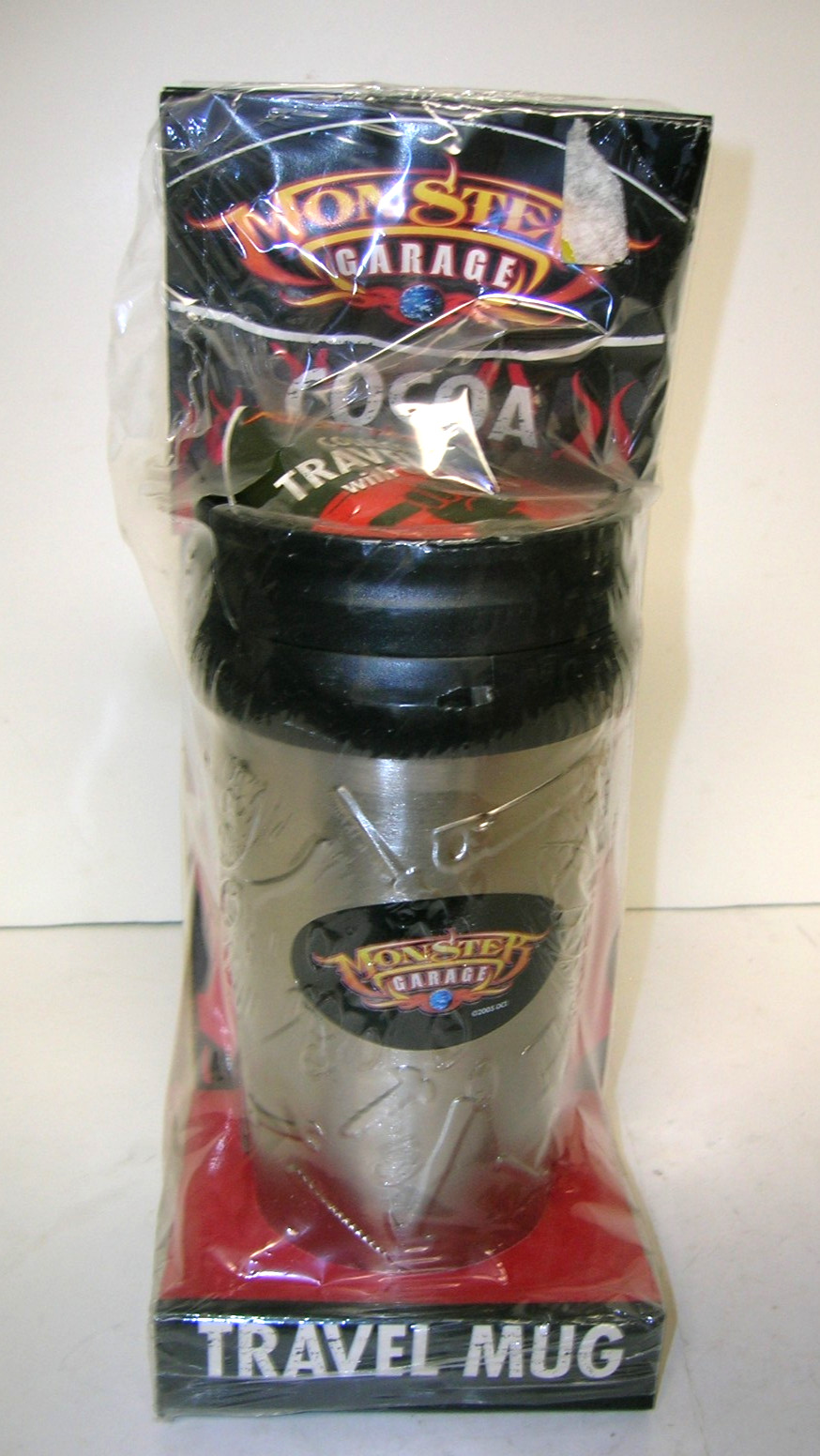 MONSTER GARAGE INSULATED TRAVEL MUG Stainless Steel 2005 Embossed Tools  READ