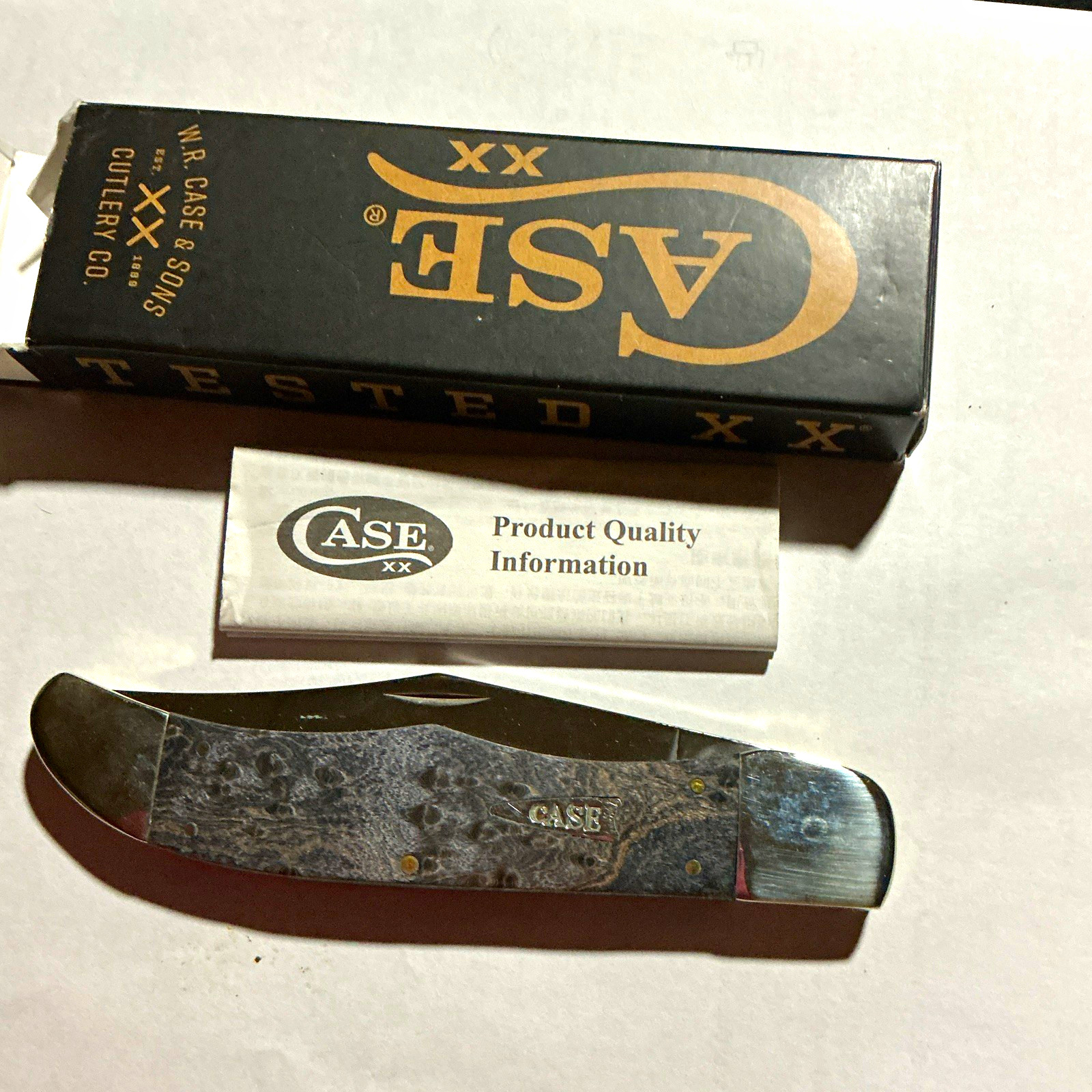 Case XX Tested XX 7165 1-Blade SS Slipjoint Clip Point Plain Bone Black/Silver d