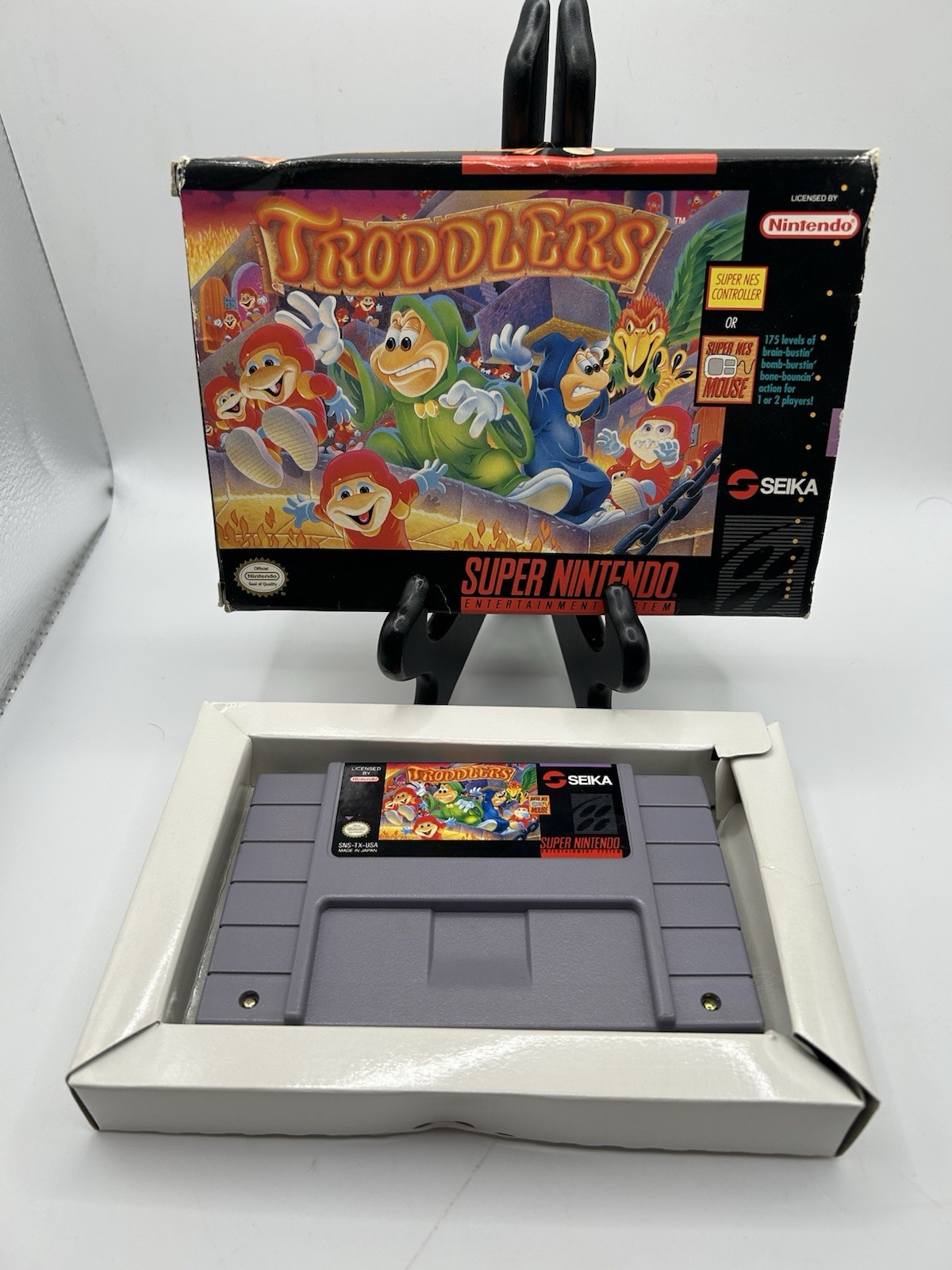 Troddlers (Super Nintendo SNES, 1993) Box + Game No Manual – Tested