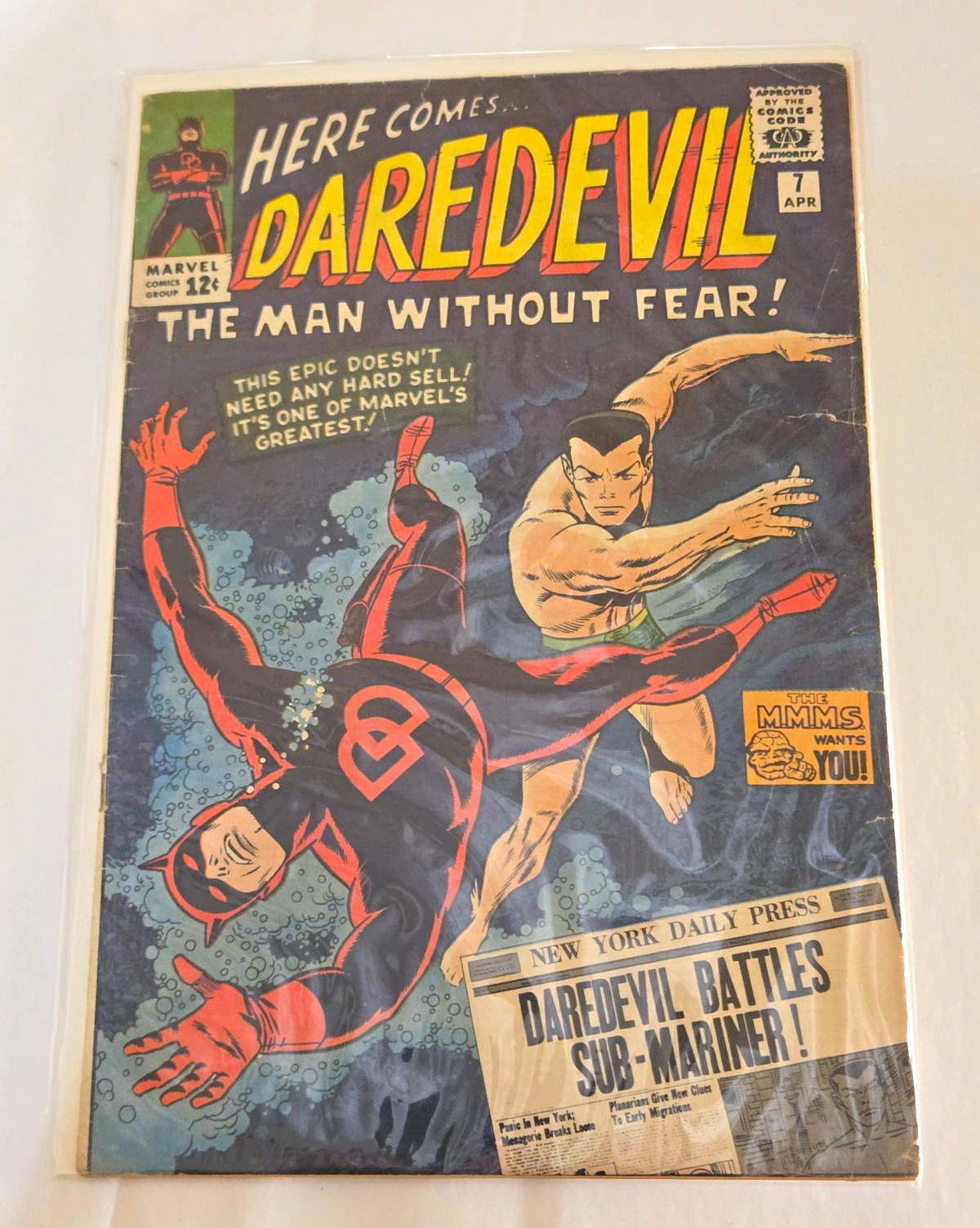 Marvel Comics Daredevil #7 (1965) Stan Lee, Wally Wood Sub-Mariner