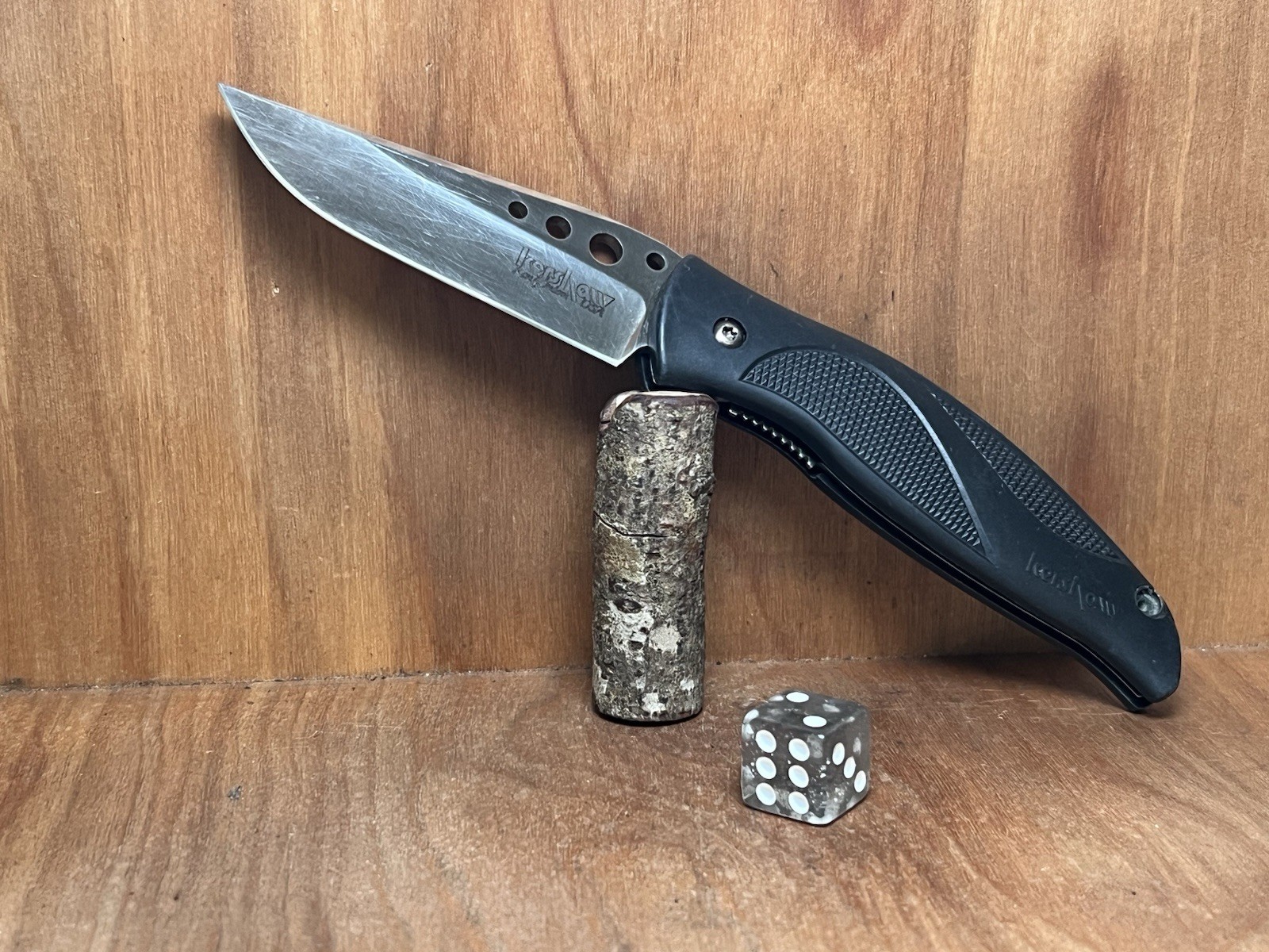 Rare KERSHAW Whirlwind 1560 “No Thumb Stud” Satin Plain Blade USA EXCELLENT