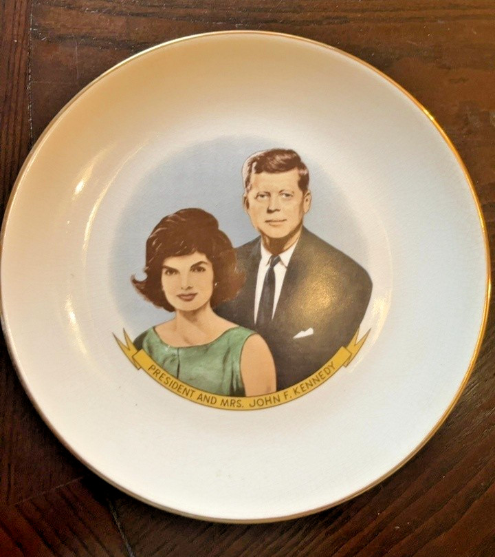 Vintage JFK Jackie Kennedy Collectible Plates Lot of 3 Different Designs Gold