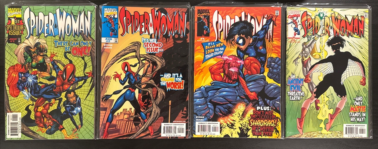 Spider-Woman #1, 2, 4 & 6. 1999 Vol 3 John Byrne Mattie Franklin Marvel Comics