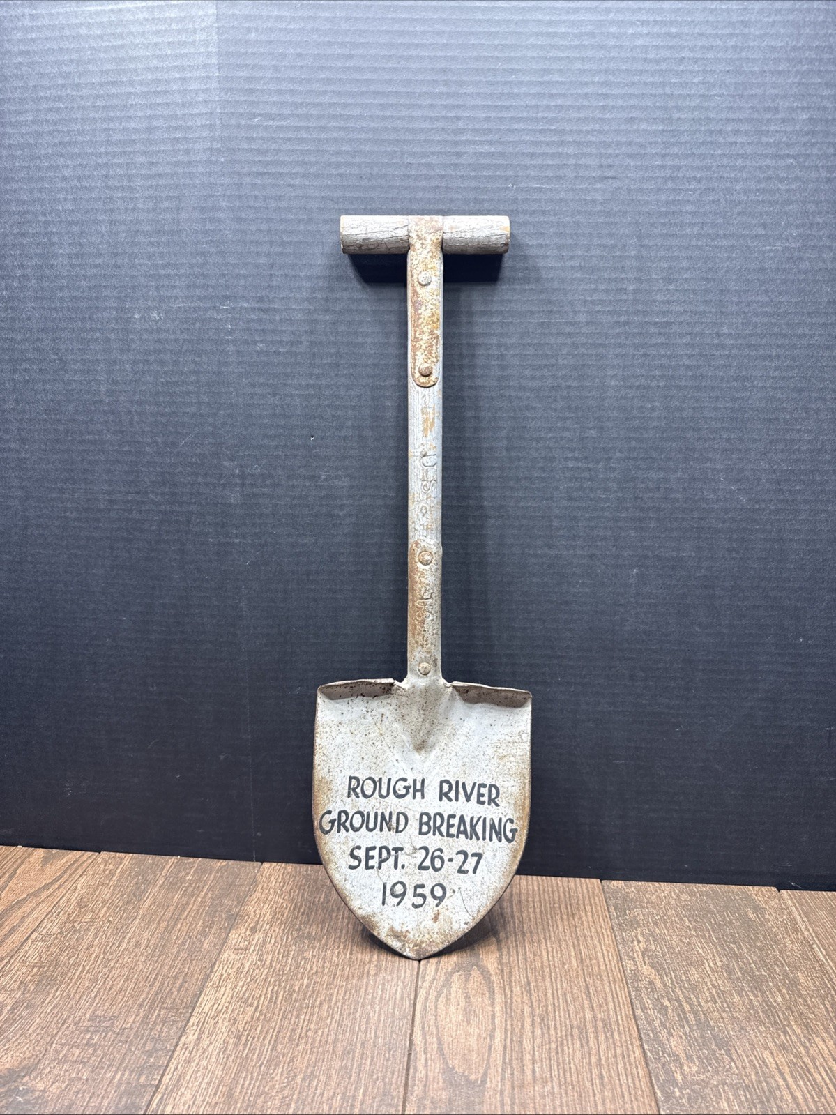 WW2 Original US Army Trench Shovel Rough River Ground Breaking Sept 26-27 1959