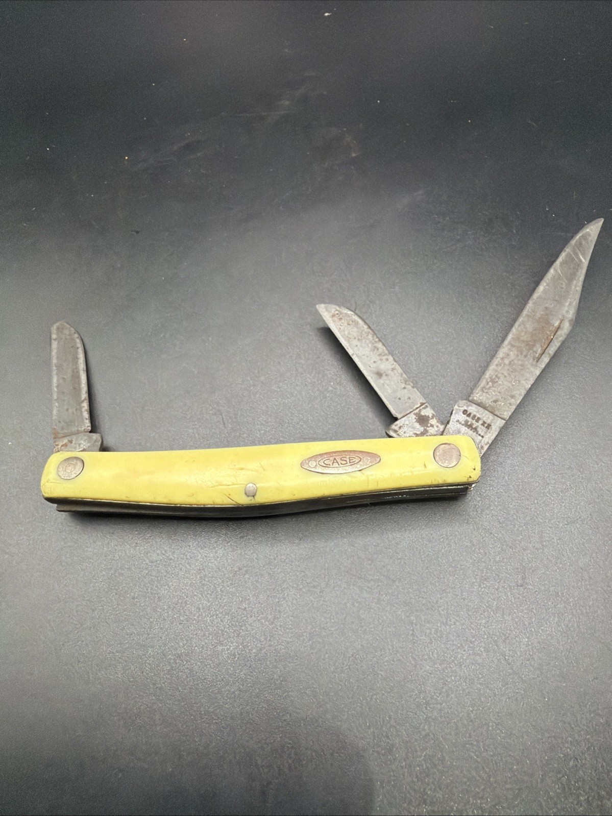 Vintage 1970 Case XX 10 Dot 33044 Yellow Birdseye Junior Stockman Pocket Knife