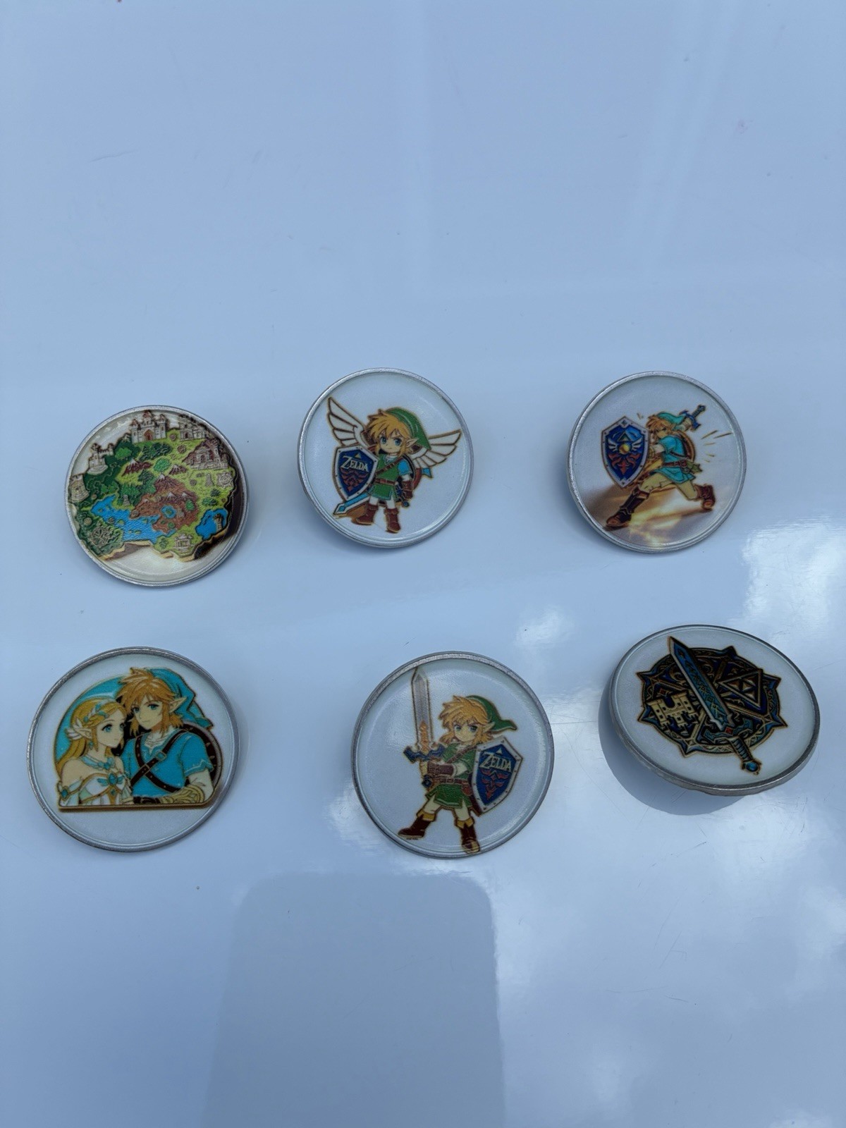 6 Pcs The Legend of Zelda Metal Pins Set Link Triforce Brooch Badge Jewelry
