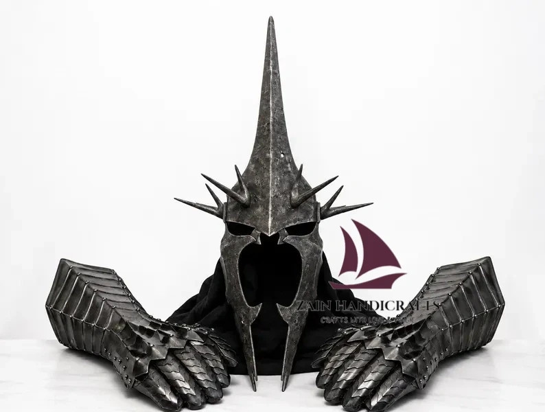 ZAIN Witch-king helmet, Steel Gauntlets Gothic Knight Hand Armor Medieval Gloves