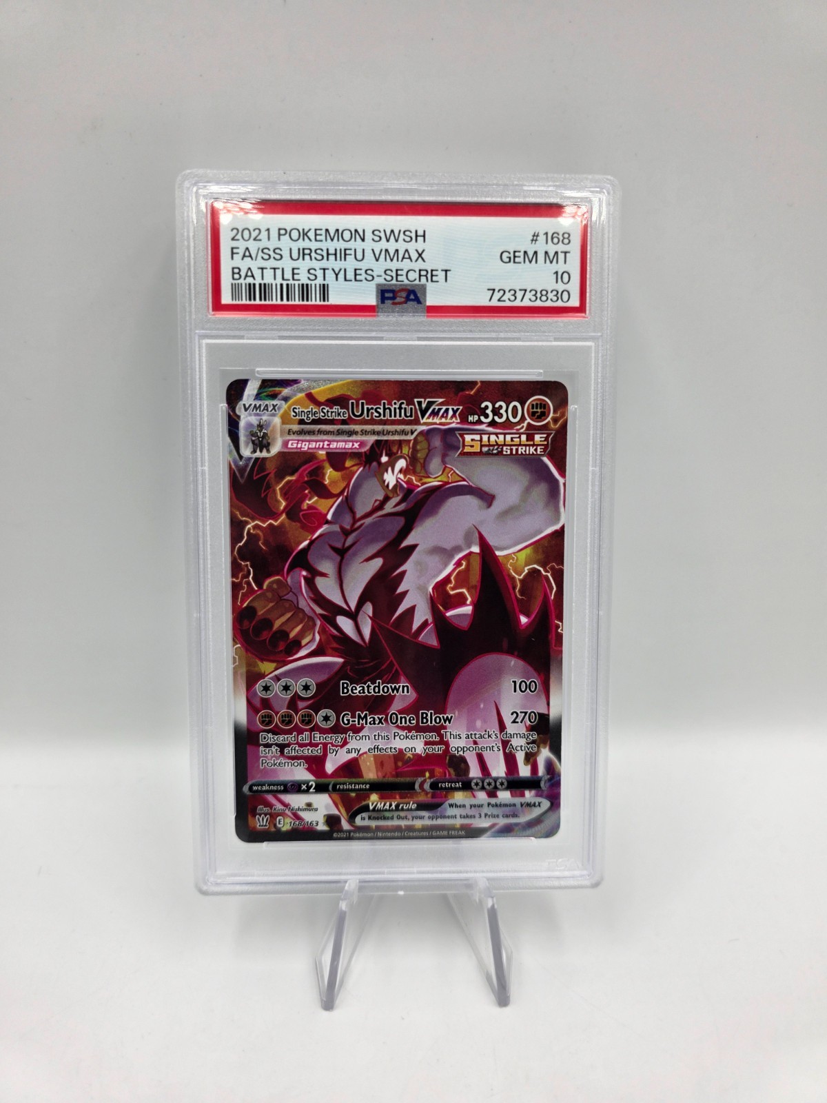 PSA 10 Single Strike Urshifu VMAX 168/163 Pokemon Battle Styles Alt Art