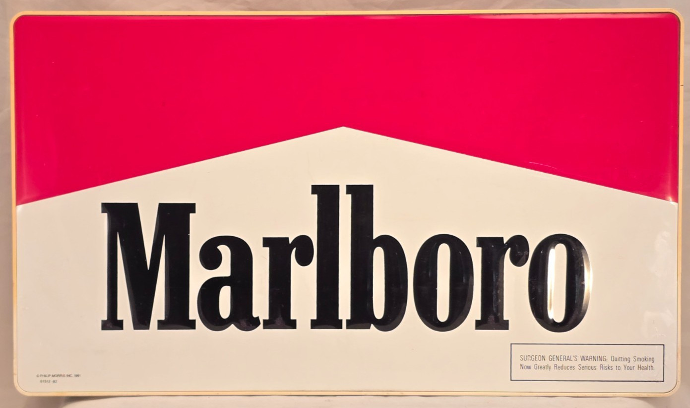 Vintage 1991 Cigarette Marlboro Advertising Sign Double Sided