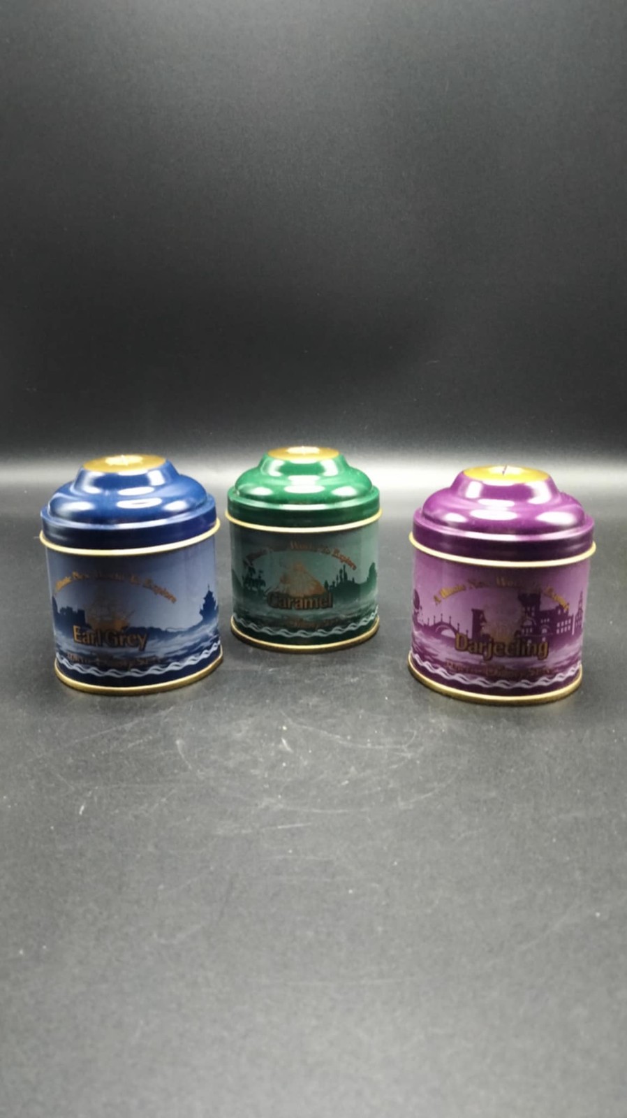 VTG Tokyo Disneyland Set of 3 Tea Tins Romance Adventure Discovery Mickey Minnie