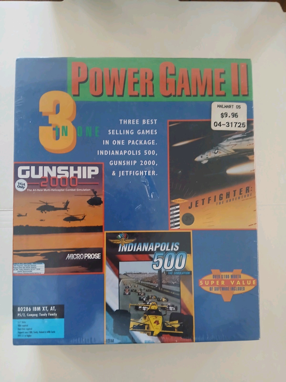 POWER GAME II: GUNSHIP 2000 INDIANAPOLIS 500 JETFIGHTER ADV PC 3.5