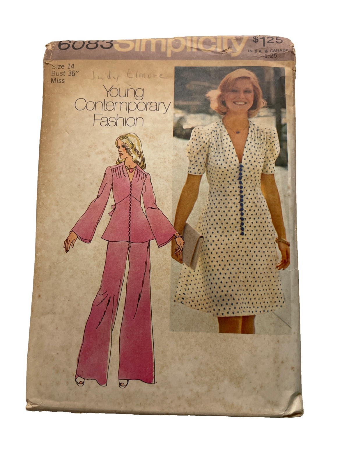 Vintage seeing Pattern , Simplicity 6083 , Size 14 36” Bust , Cut