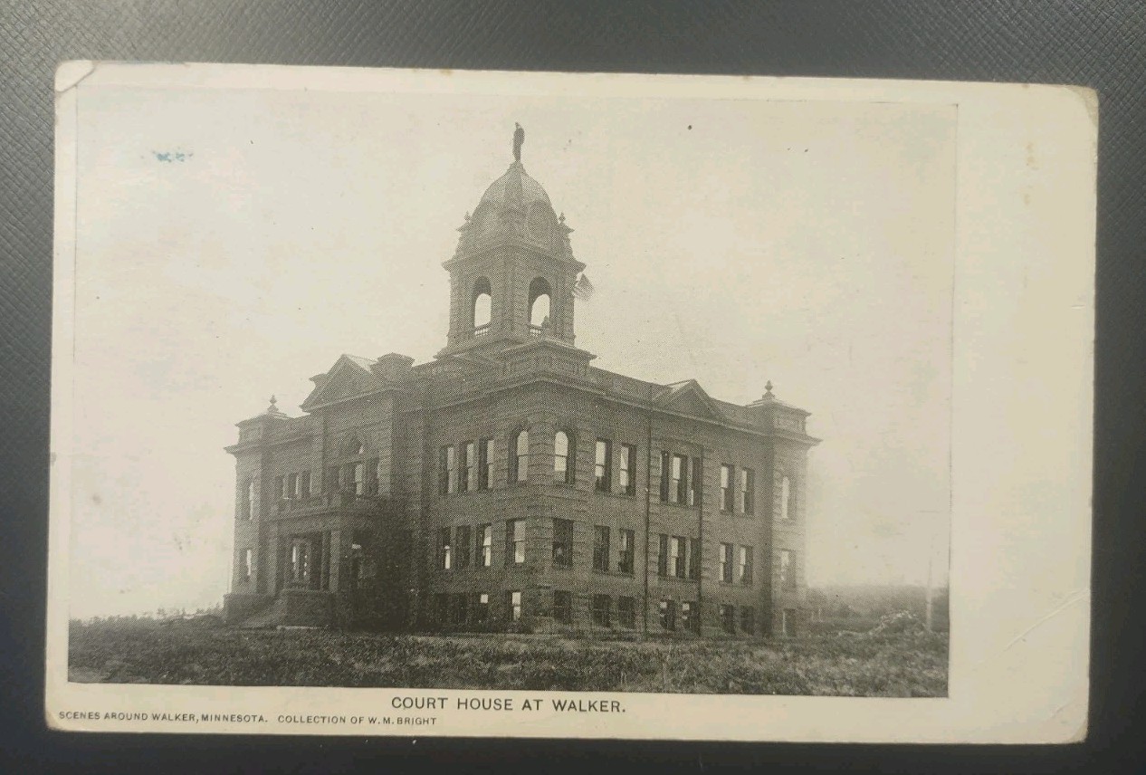 1900s Court House At Walker Minnesota W. M. Bright Postcard Brainerd MN Area 