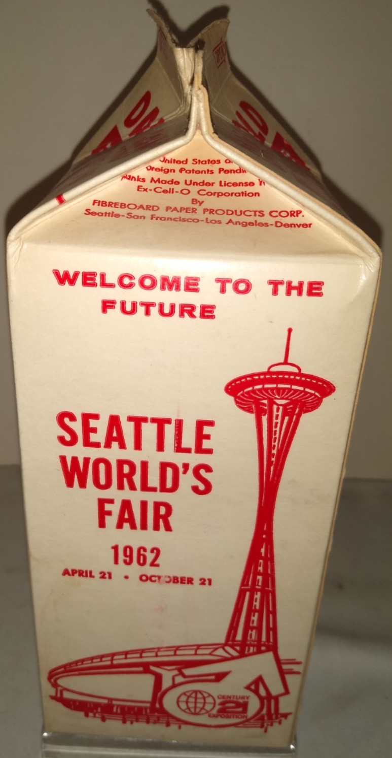 RARE 1962 SEATTLE WORLD'S FAIR DARIGOLD MILK CARTON PORT ANGELES WA
