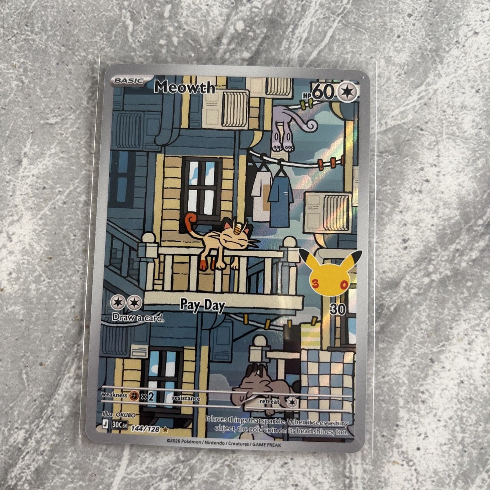 Pokémon 30th Anniversary Meowth Special Illustration Rare (SIR) 144/128