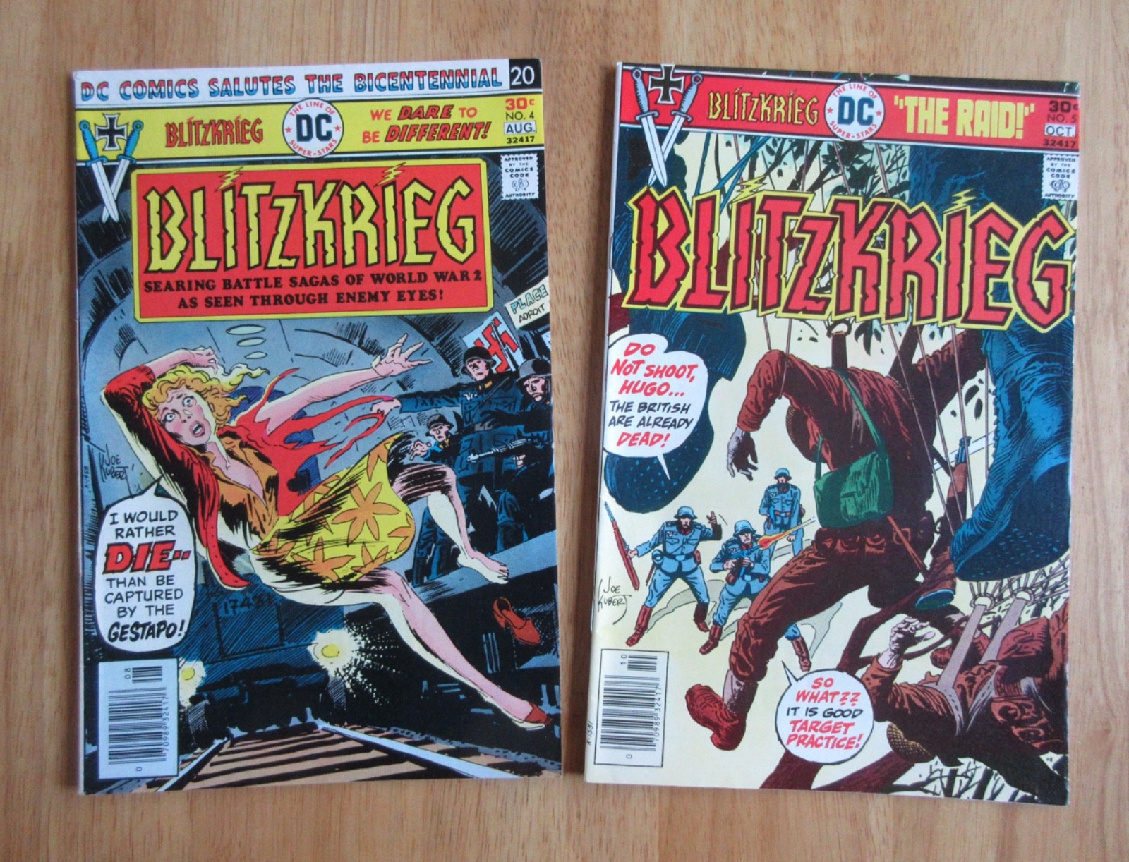 Lot of *2* 1976 DC War: BLITZKRIEG #4, 5, *Kubert* (FN++) Very Bright & Glossy