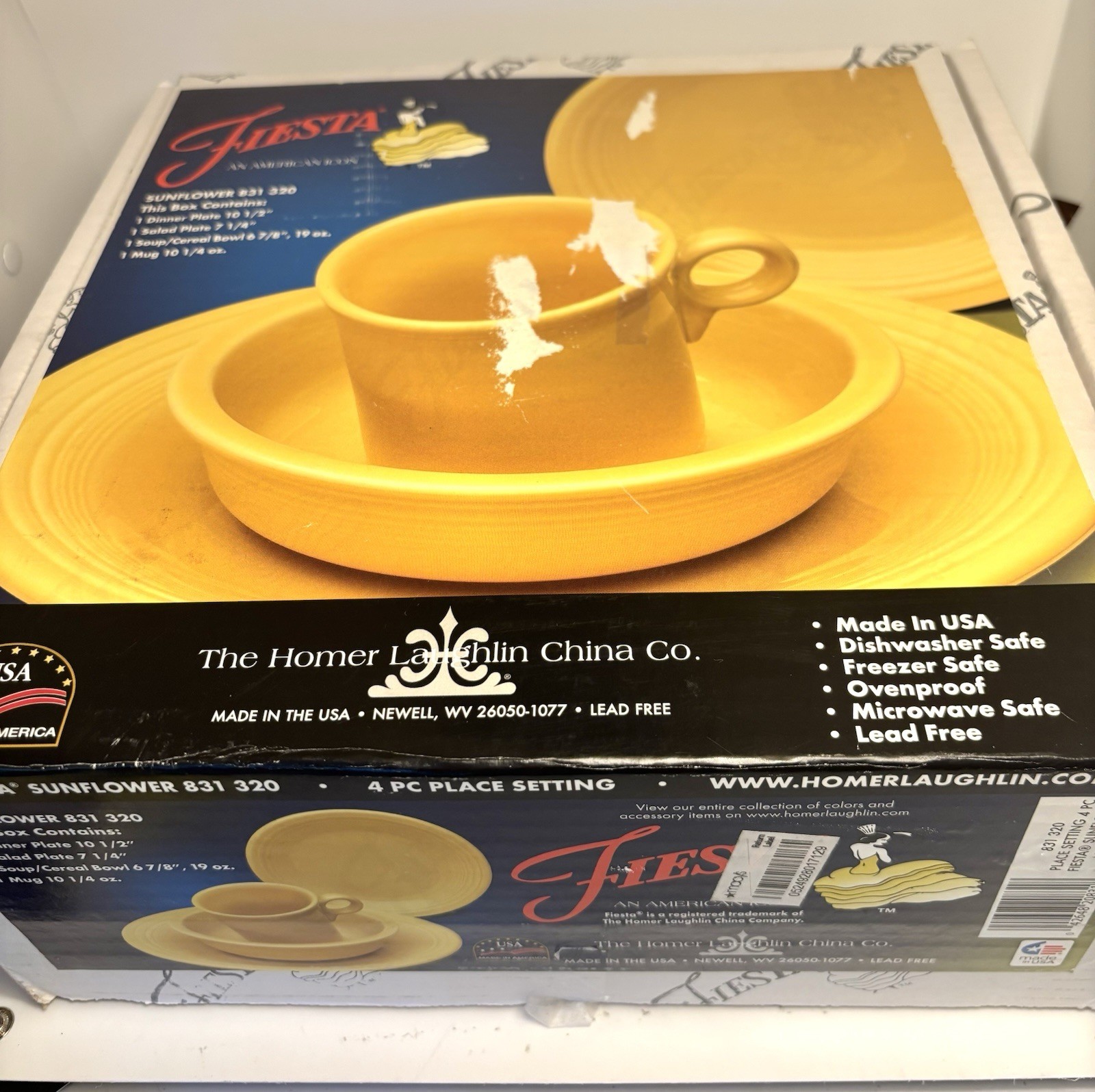 Fiesta Fiestaware Homer Laughlin 4 Pc Place Setting New  w/ Box Sunflower