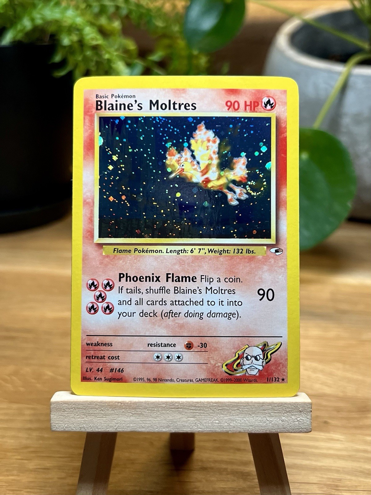 Blaine\'s Moltres 1/132 Gym Heroes Holo Rare [Fart Swirl🌀] WOTC Pokemon Card 