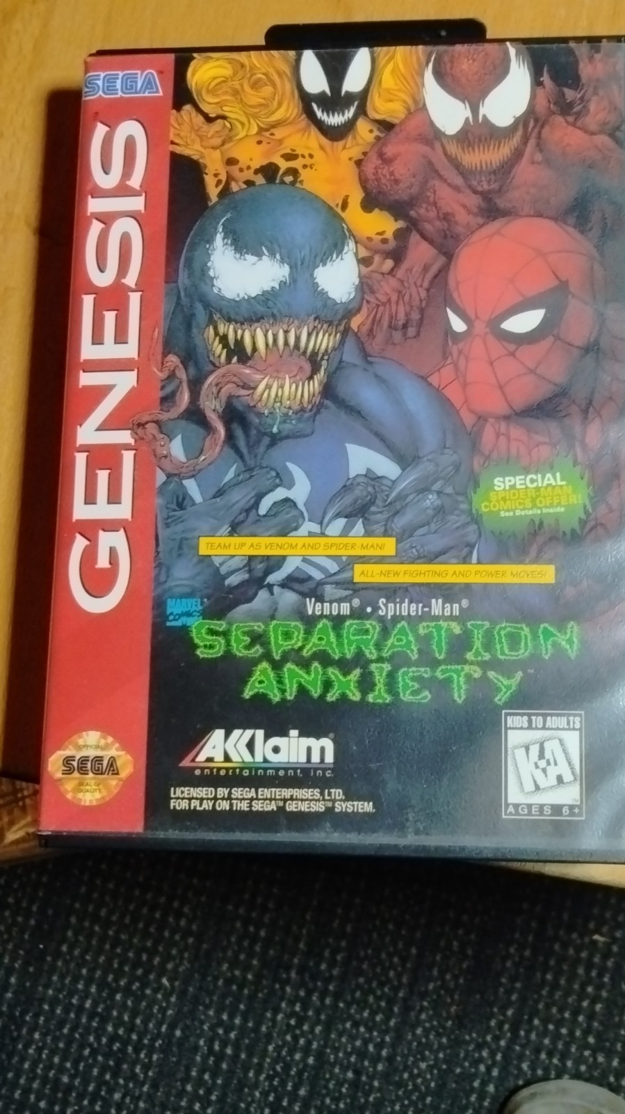 Sega Genesis Venom/Spider-Man: Separation Anxiety Acclaim 1995 Video Game works 