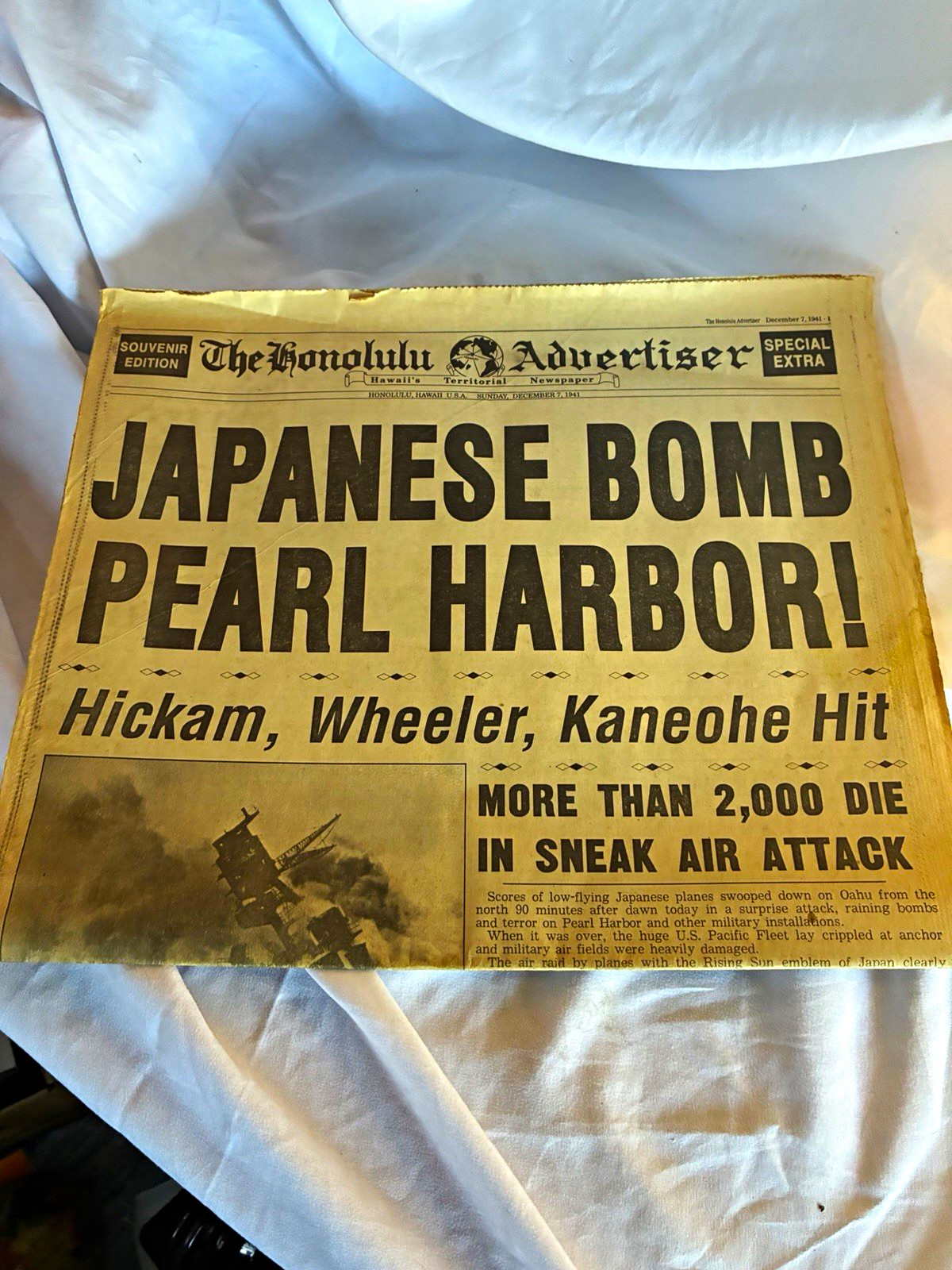 Honolulu Advertiser Special Extra Japanese Bomb Pearl Harbor Dec 7 1941