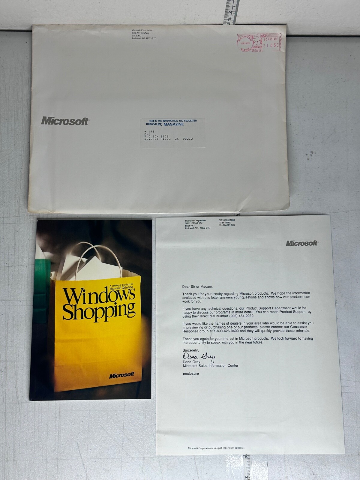 1988 Microsoft Windows Shopping Catalog Pack w/ Letter Envelope Vintage PC