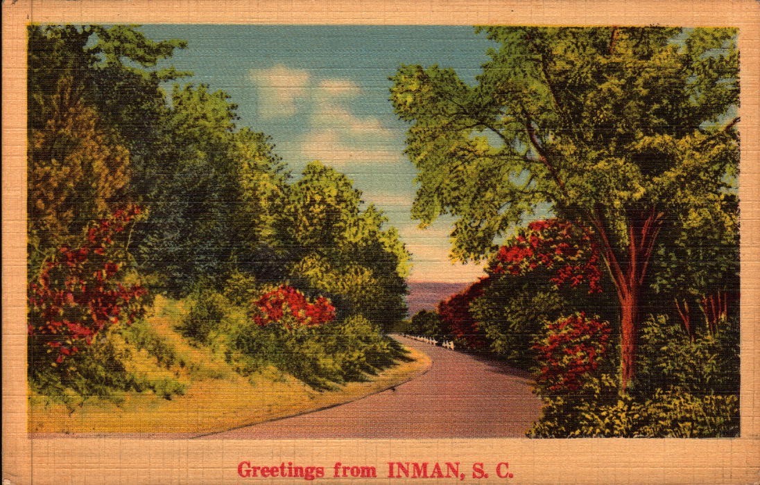 Vintage Postcard Greetings From Inman  SC  1943