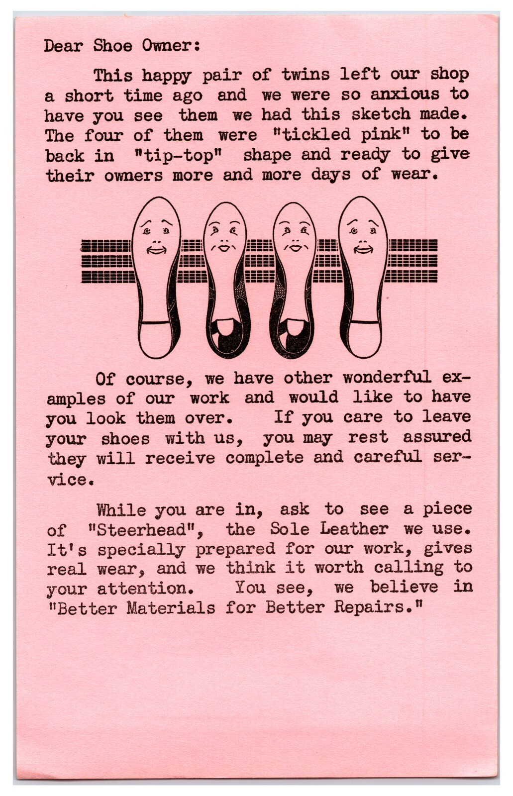 Original 1920s Shoe Store Advertising Paper 