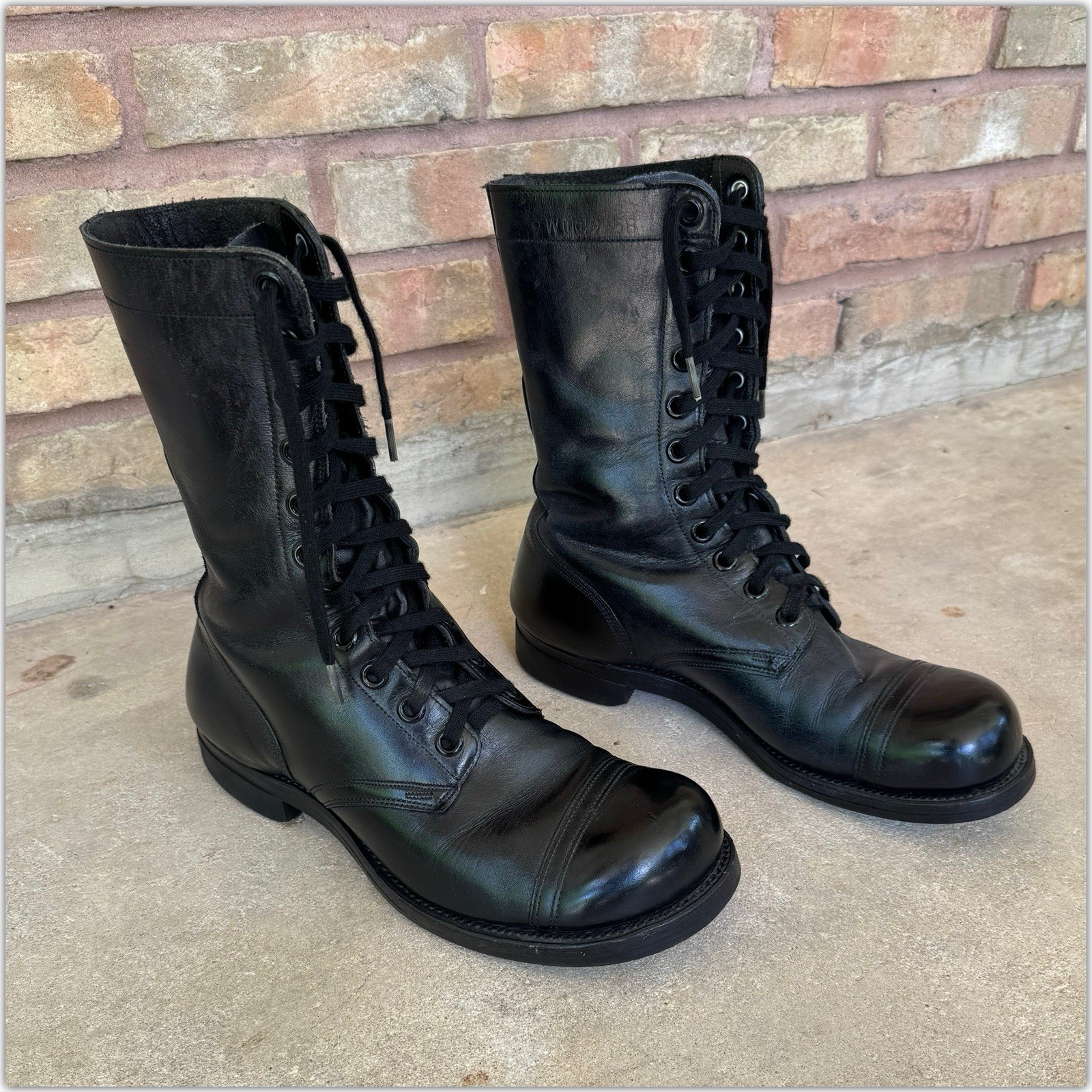 1958 Vtg Advisor Era US Army Black Leather 9 W Cap Toe Combat Boots 50s Vietnam