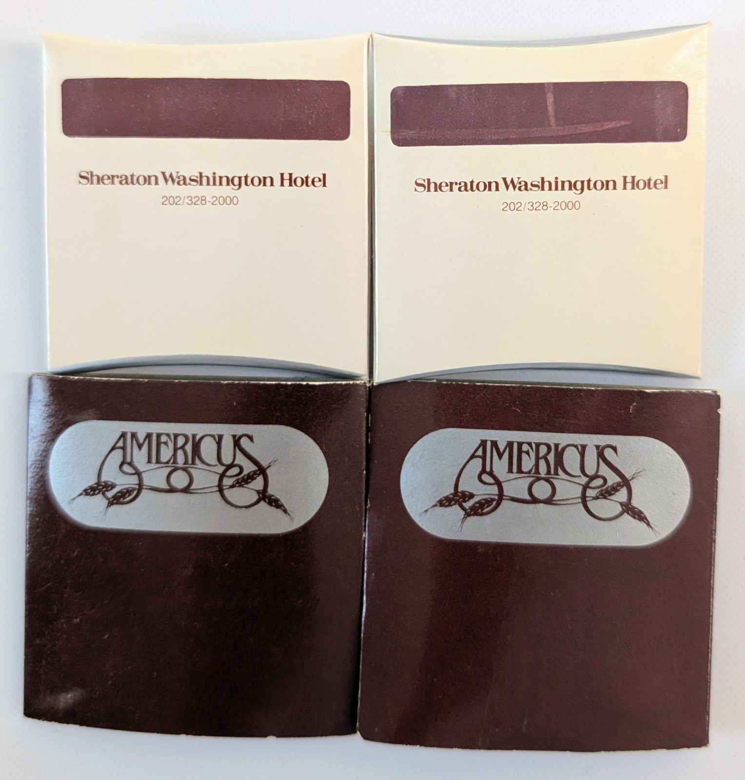 Vintage Americus Sheraton Washington Hotel DC Matches Lot of 2 Matchbooks
