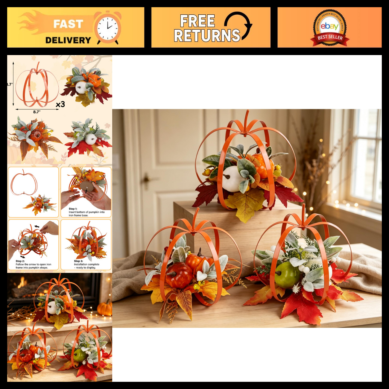 Autumn Centerpieces for Tables | Thanksgiving Table Decor | Fall Tabletop Accent