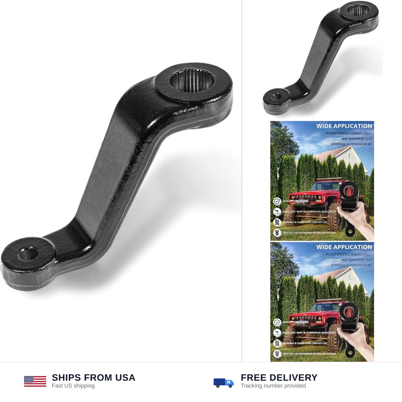 6605 Drop Pitman Arm for 87-06 Jeep Wrangler TJ YJ, 84-01 Cherokee XJ Comanch...