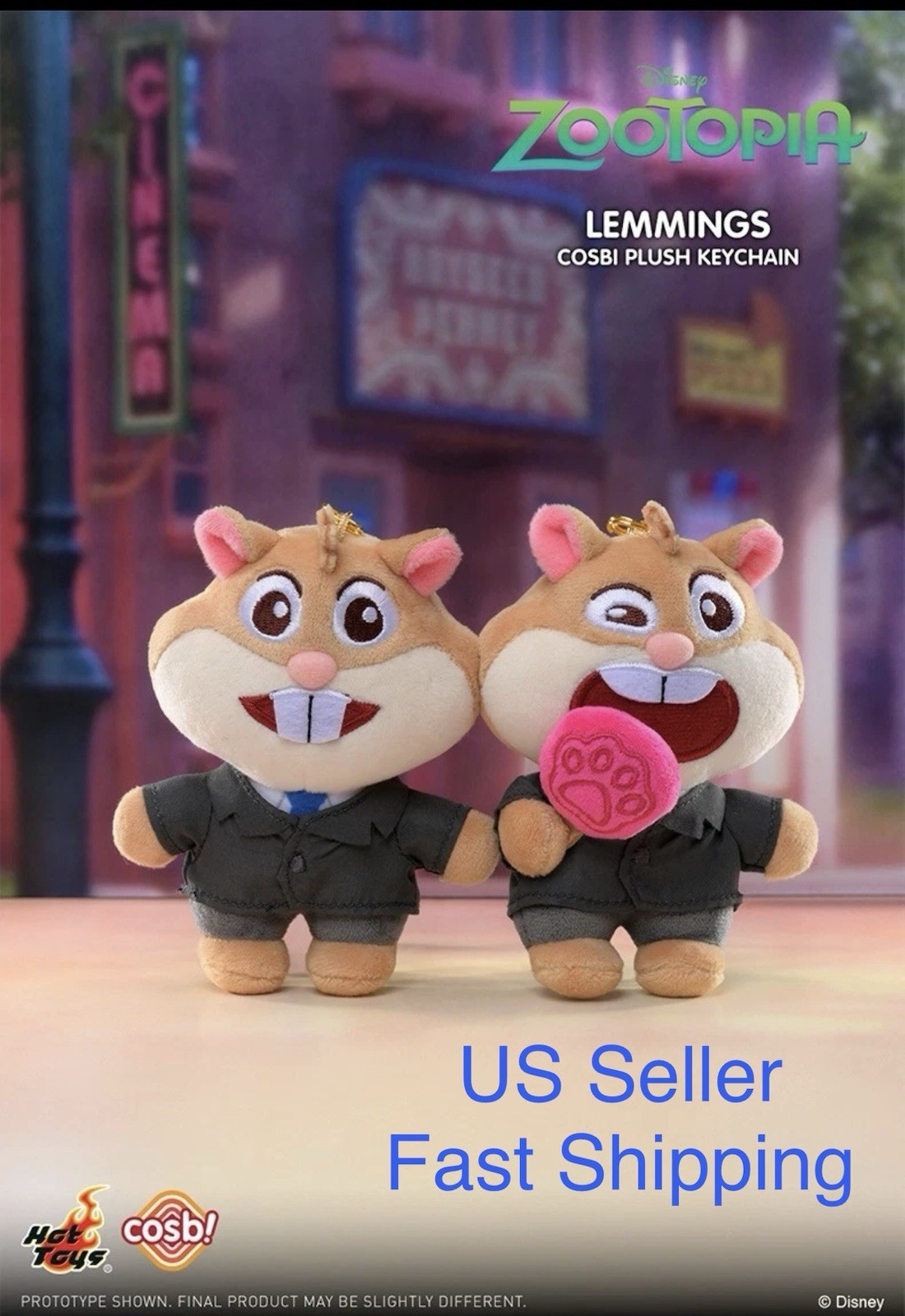 *New* Authentic Hot Toys Disney Zootopia Cosbi Plush Pendant - Lemmings US STOCK