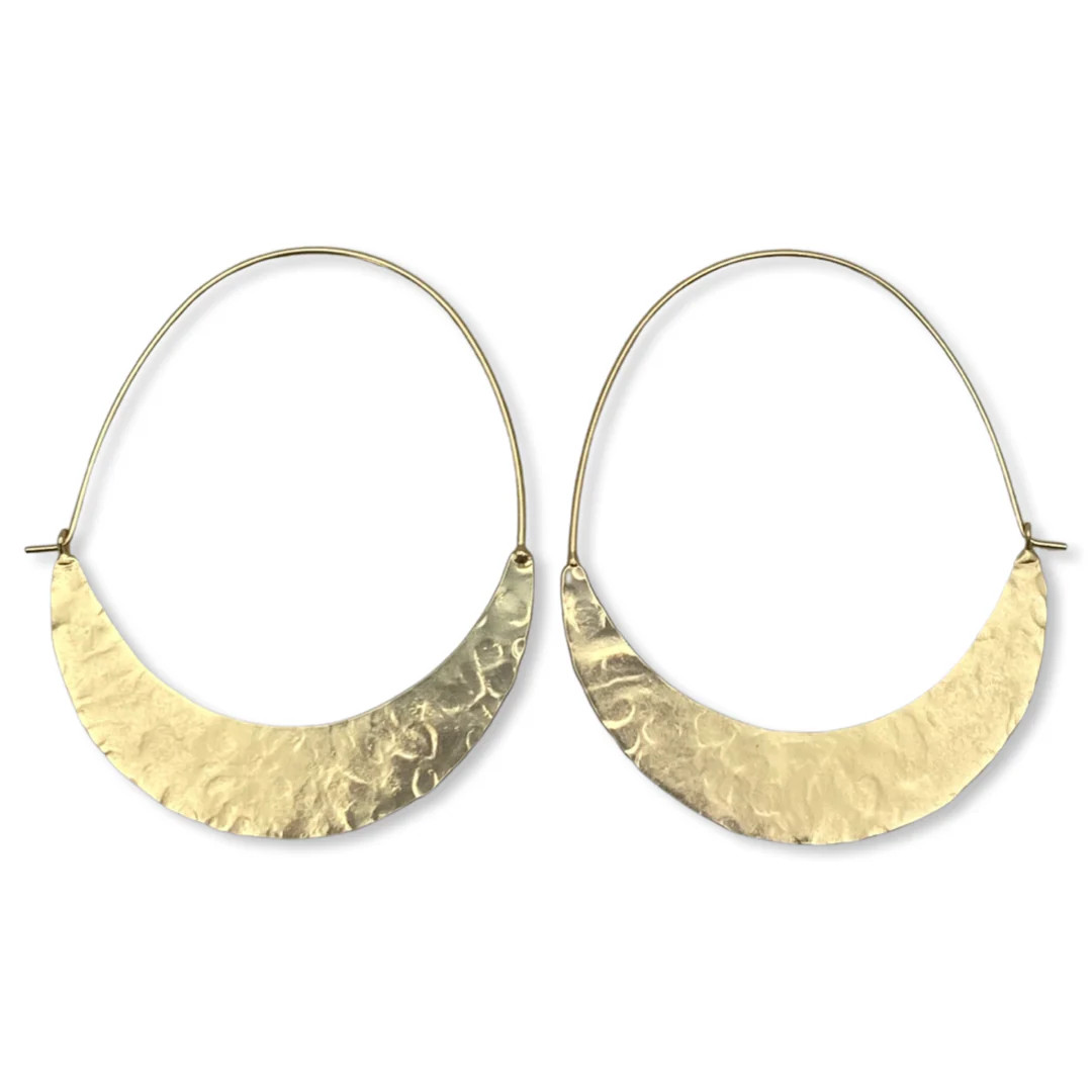 Thin Hammered Semi Circle Hoop